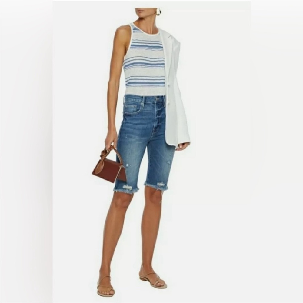 Frame Racer Back Linen Tank. / Denim Striped - Picture 7 of 10